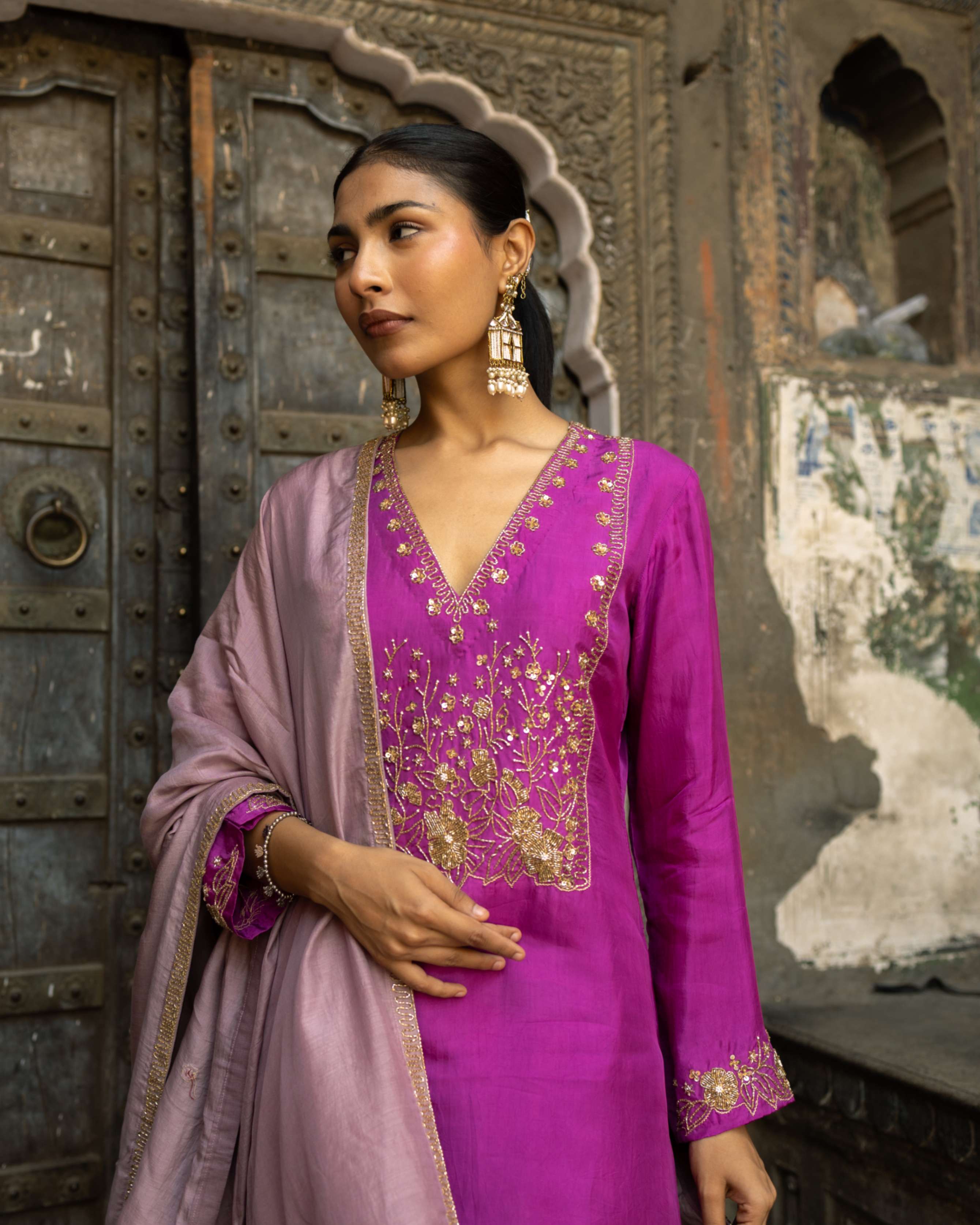 Gulnaar – Fuchsia Sharara Set