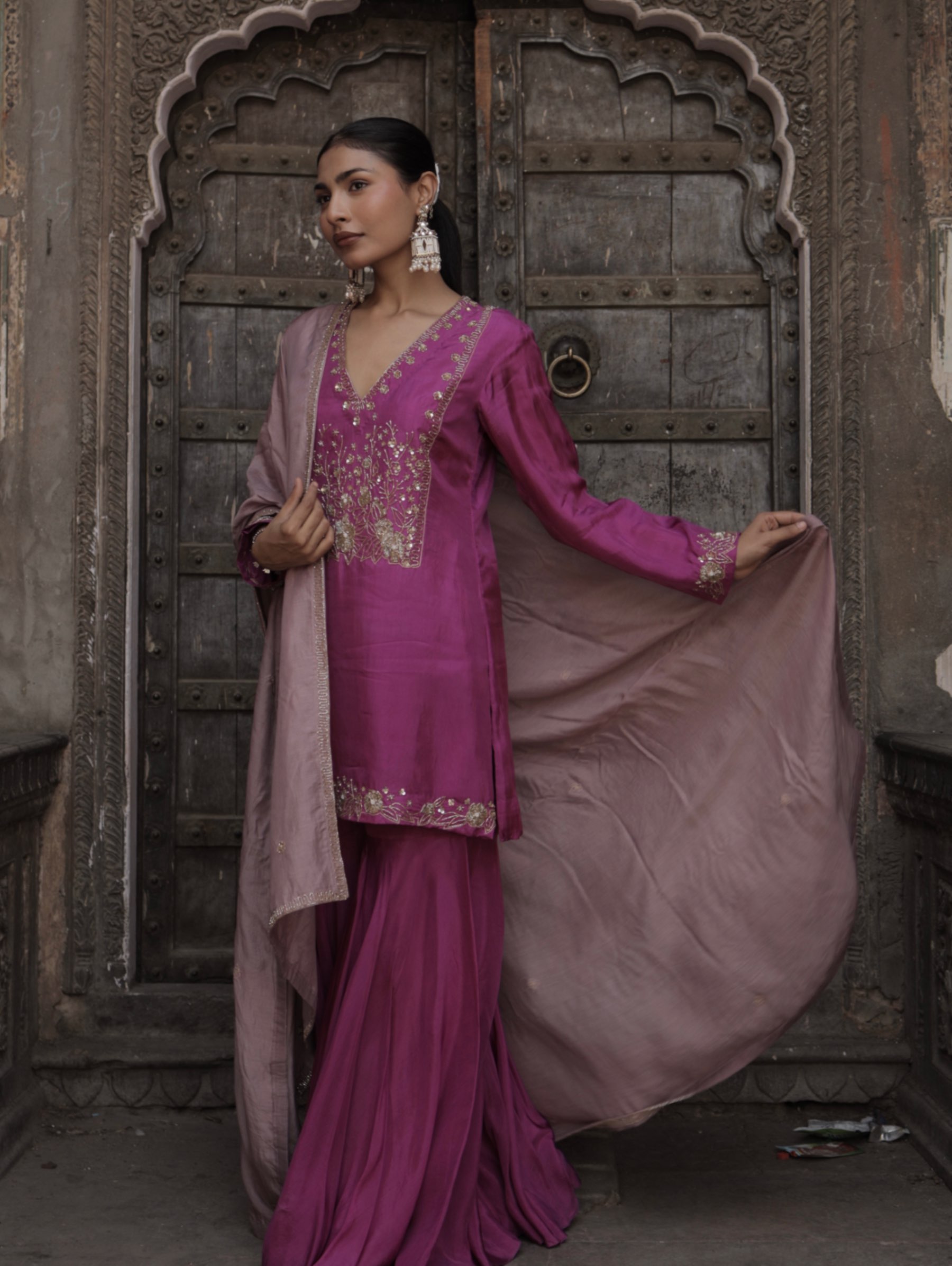 Mahnoor Fuchsia-Sharara Set